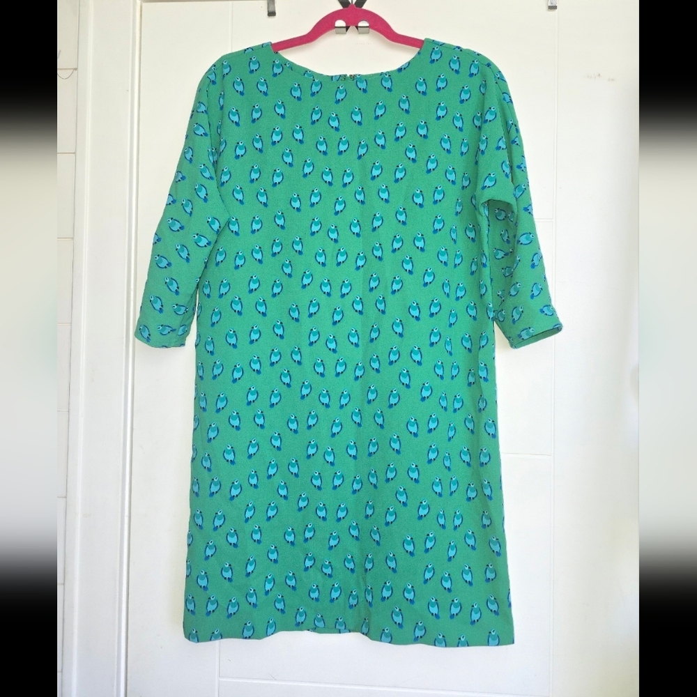 LOFT Parrot Print Shift Dress 3/4 Sleeve Office Work Kitschy Sz XS